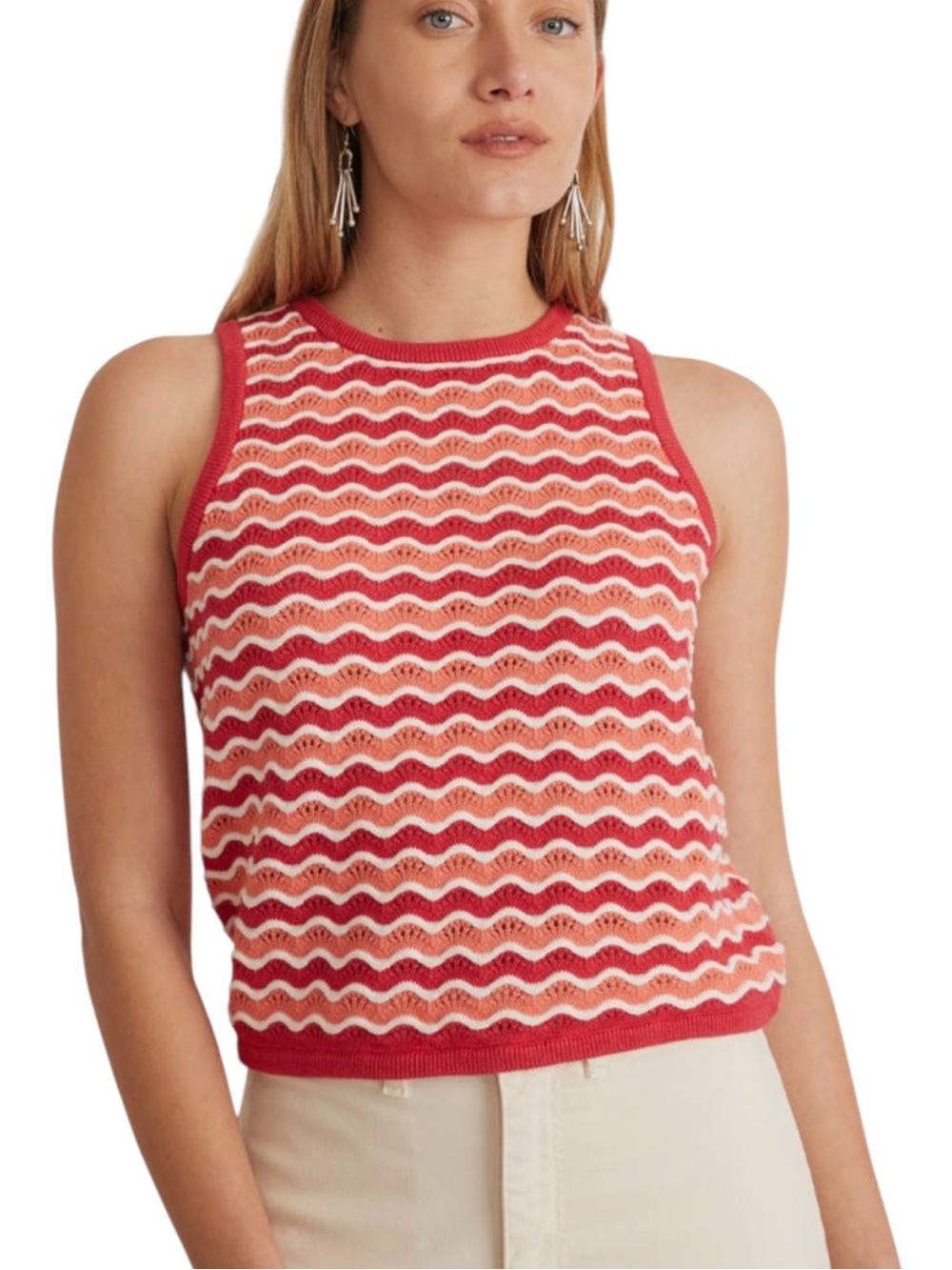 Marine Layer Fay Swirl Crochet Wave Sweater Vest Tank 100% Cotton